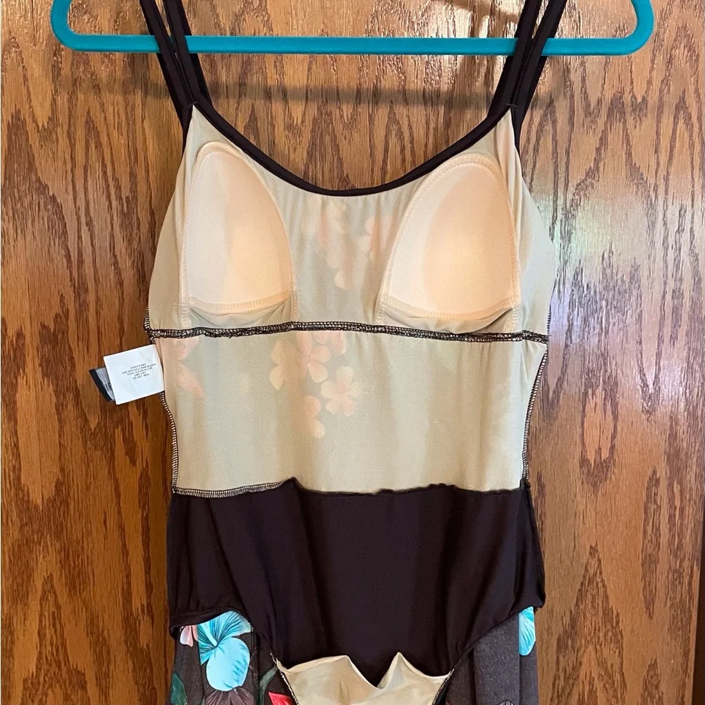 Floral Brown Swim Dress with Pink and Blue Accents Size 16 - Picture 8 of 8